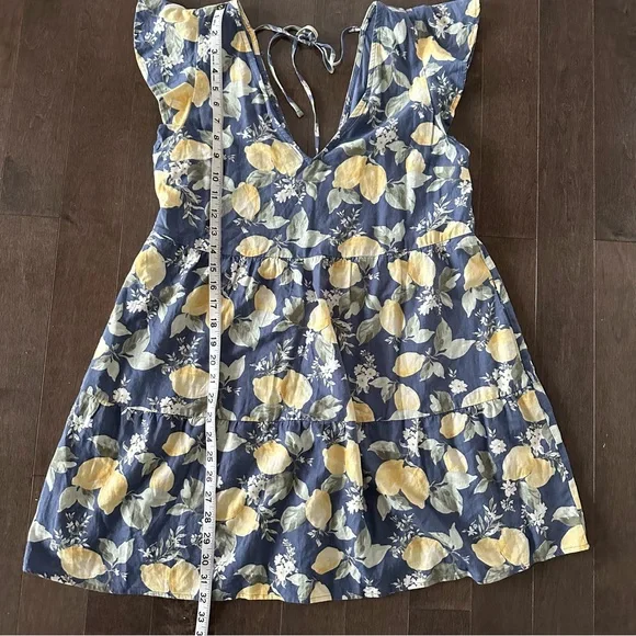 NWT Abercrombie & Fitch Dress Babydoll Linen Mini Dress Lemons Summer Size S - Picture 6 of 10